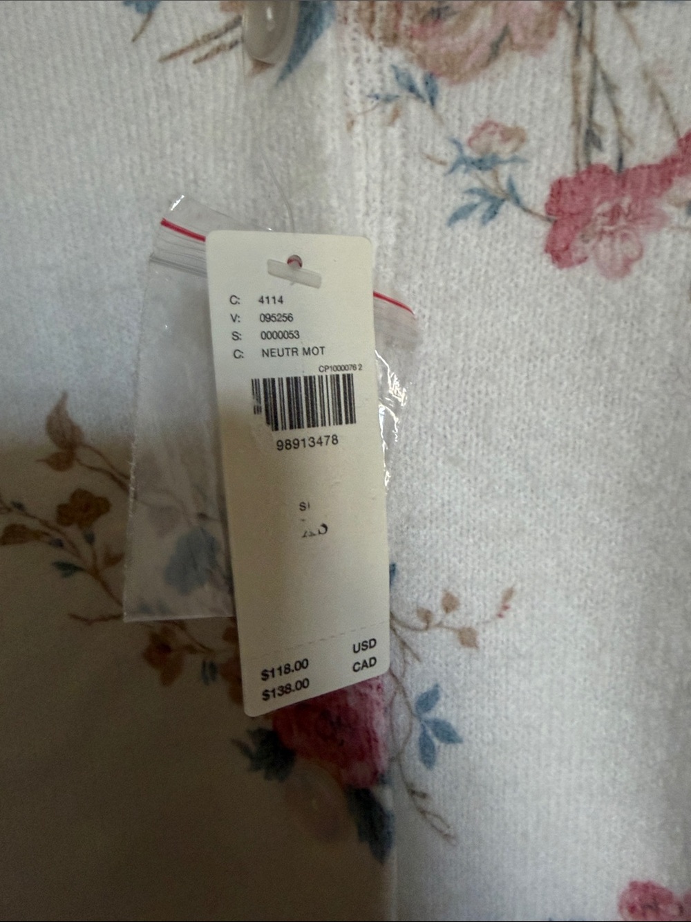 By Anthropologie Crew-Neck Floral Cardigan Sweater new - Picture 5 of 7